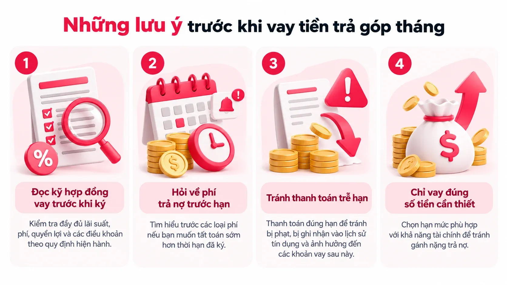 những lưu ý khi vay tiền trả góp tháng
