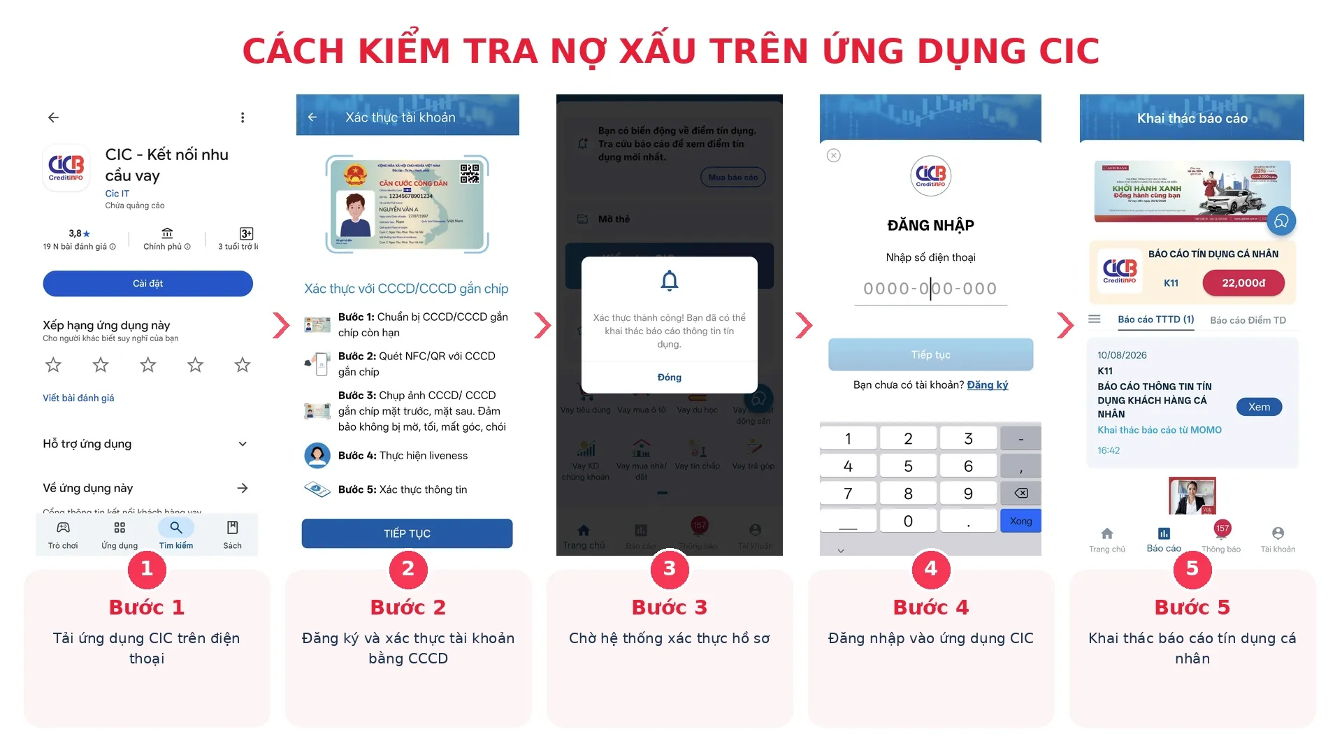 cách kiểm tra nợ xấu trên ứng dụng cic
