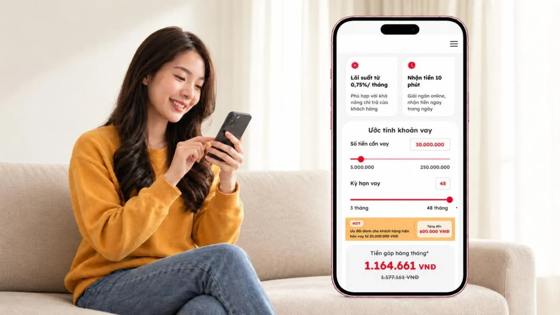 vay nhanh 30 triệu trả góp ở trên điện thoại