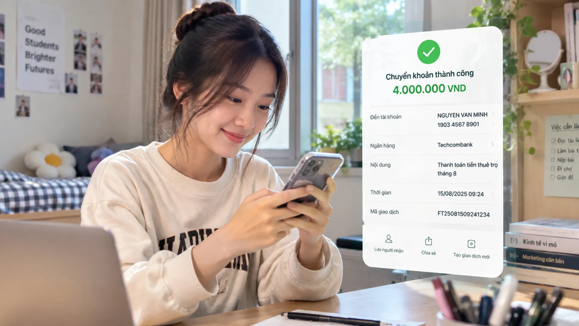 sinh viên vay khoản nhỏ ở Home để chi trả tiền cọc trọ khẩn cấp